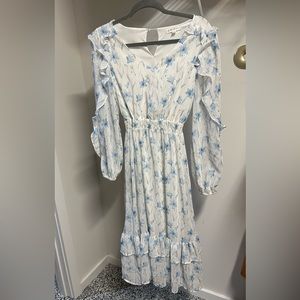 Blue and white floral dress